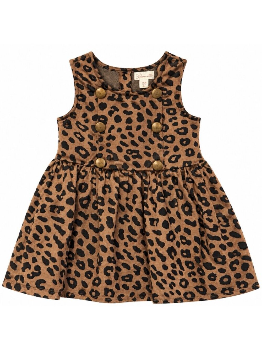 Nannette Baby Girls Leopard Print Sleeveless Dress With Button Accents 18M